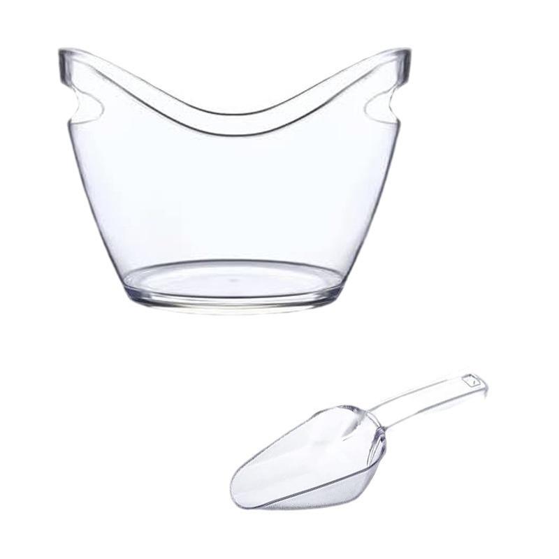 Klarer 4L Eiswürfelbehälter mit Schaufel, Kunststoff-Getränketonne für Wein, Champagner, Cocktails, Bar, Tragbarer Obstaufbewahrungskorb für Partys