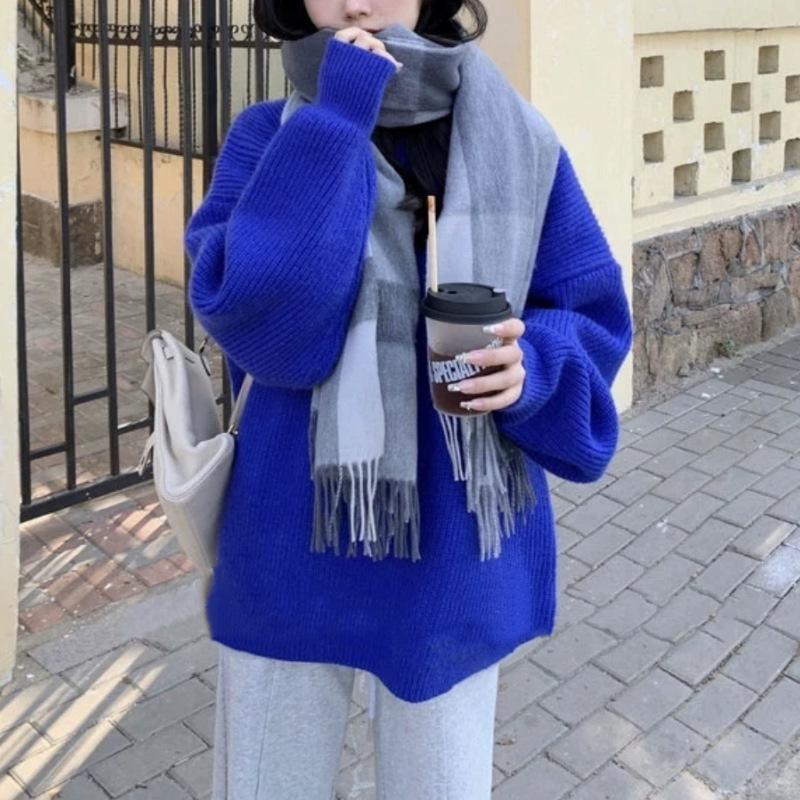 Candy Color Women's Loose Knit Sweater - Autumn/Winter 2026 Soft Casual Pullover