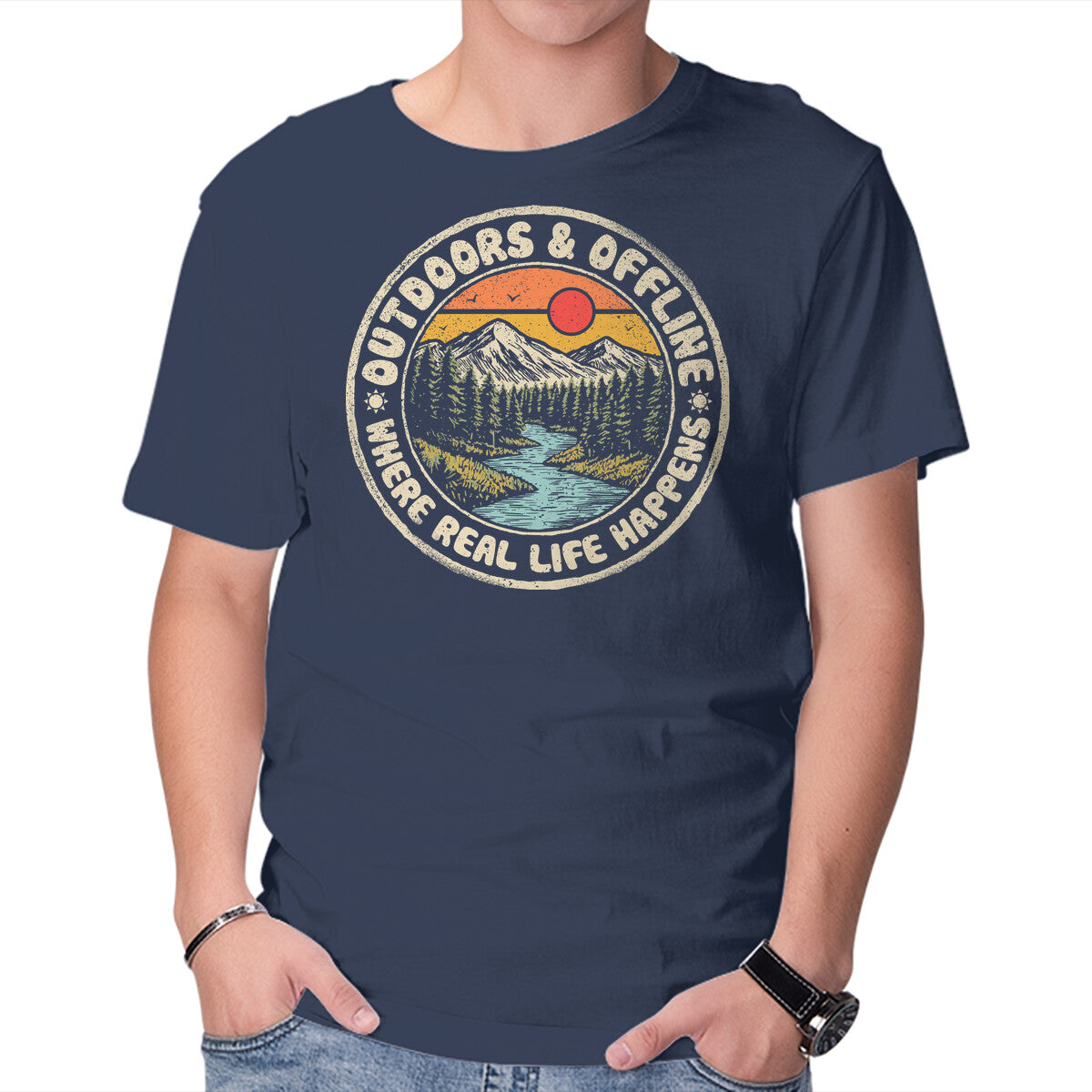 Unisex Crew Neck T-Shirt Outdoors And Offline Graphic Short Sleeve Casual Tee S