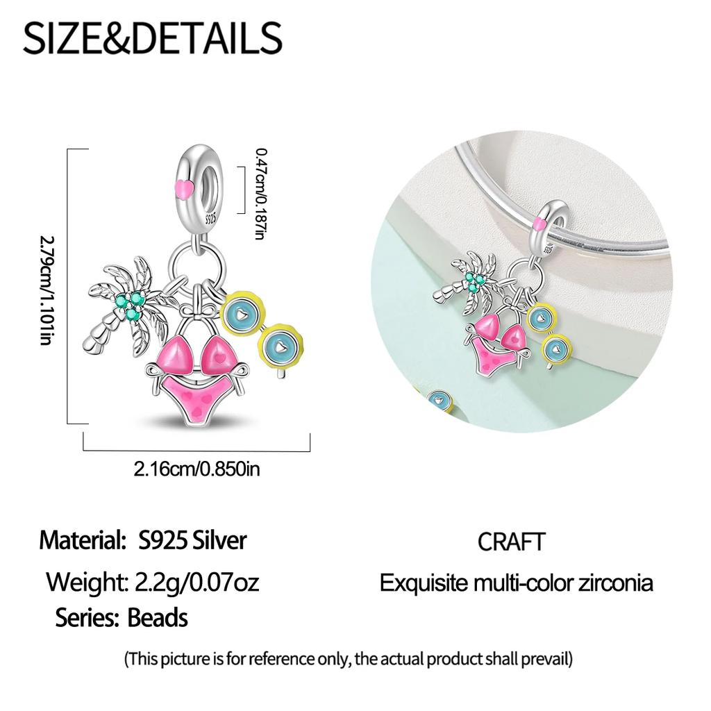 Copper Charms Coconut Tree Cactus Starfish Beach Beads Fit Original Bracelets Bangle Diy Pendant Fine Jewelry Gift