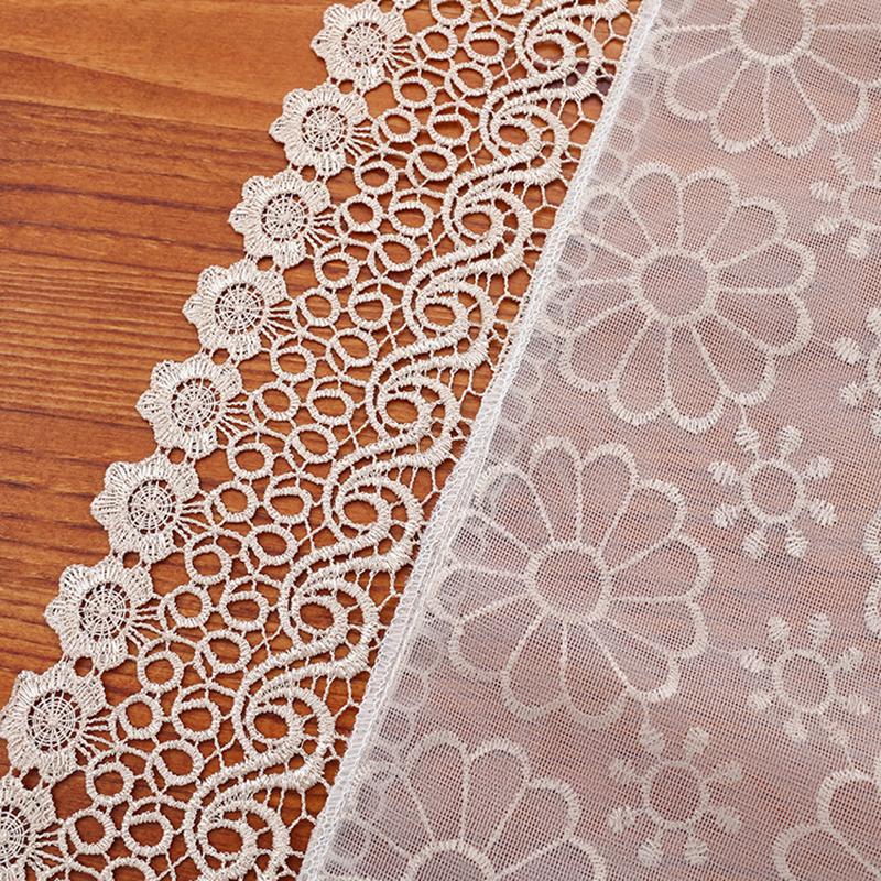Double Glazed Yarn Tablecloth Flower Embroidery European Cover Washable For Tea Table Water Soluble Hem