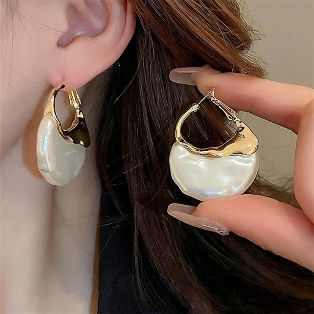 Retro Faux Pearl Earrings Elegant Bag Shape Eardrops Creative Pearl Pendant Danglers  Evening Party