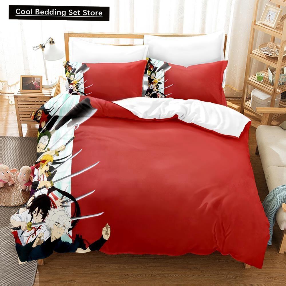 Fashion Anime Hell's Paradise: Jigokuraku Bedding Set Cartoon Three-piece Set Adult Kid Bedroom Duvet Cover Sets Home Textiles