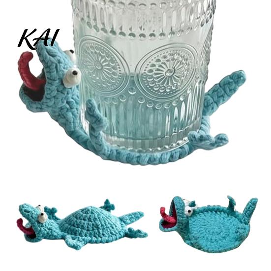 Kit Fai da Te Sottobicchiere Lucertola all'Uncinetto, Artigianato Animale a Maglia Fatto a Mano, Sottobicchiere Decorativo per Tazza da Bevanda Caffè per Adulti, Principiante