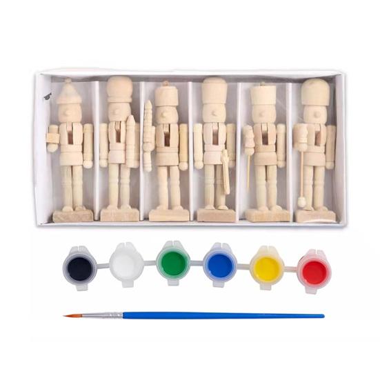 18CM Noël Bois Non Fini Figurine Casse-Noisette Bricolage Vierge Non Peint Figurine de Soldat Ornement Décoration Fête de Vacances