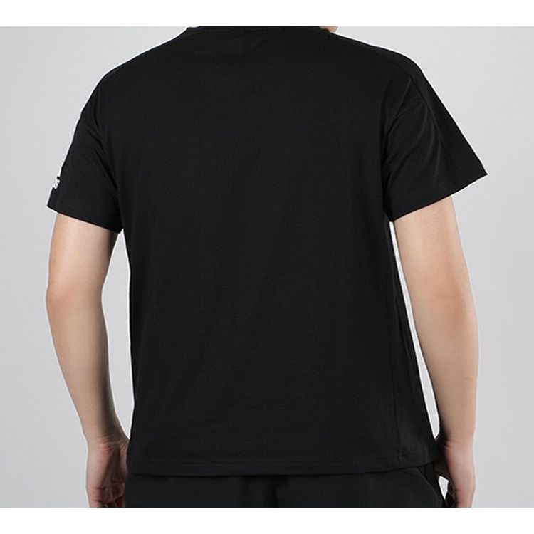 Adidas Buchstabenlogo Lässiges Sport-Rundhals-Kurzarm-T-Shirt Herren Oberteile Schwarz FL3949