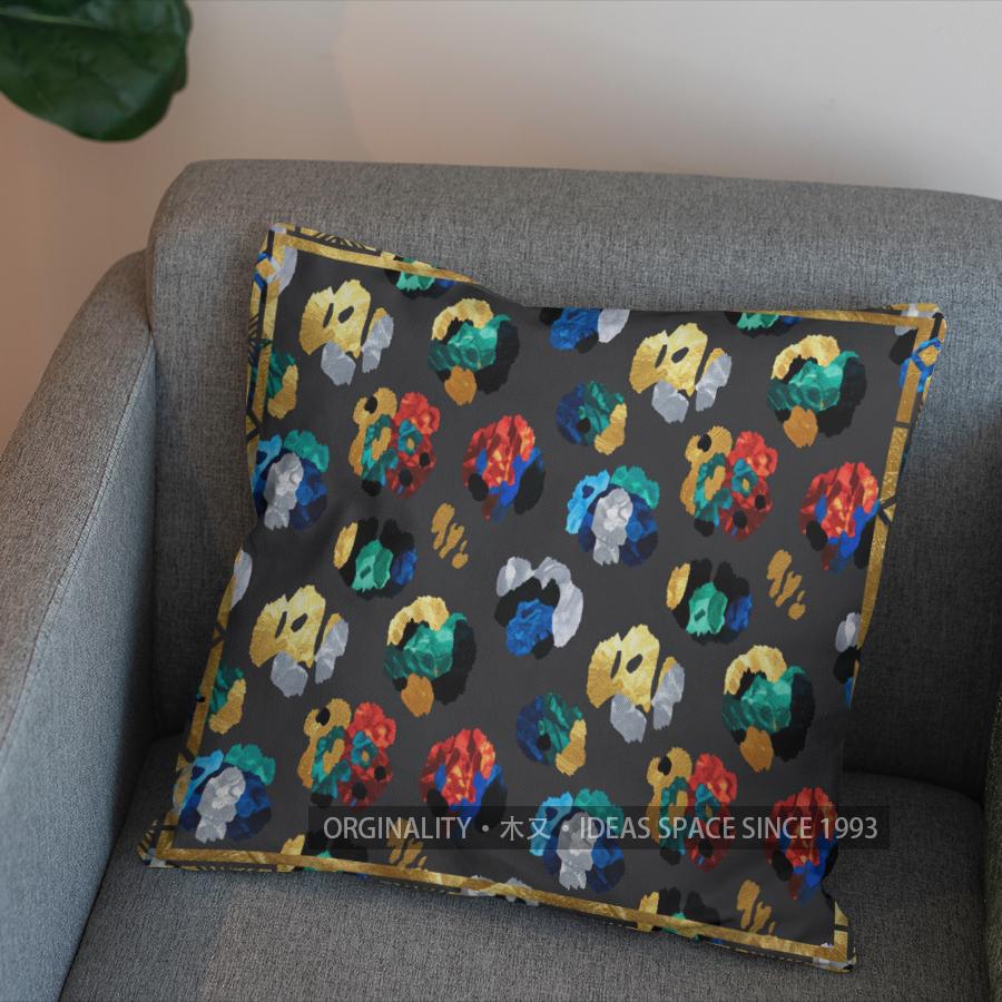 2D Buntes Leopardenmuster Dekorative Kissenhülle Muster Kissenbezug Geeignet für Sofa Schlafzimmer Auto Kissenbezug