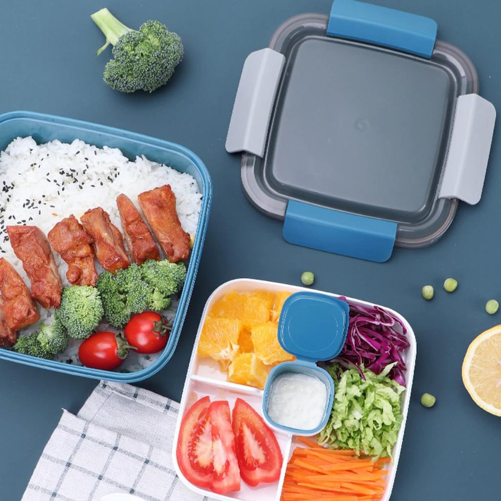 11 Stück - Doppelschichtige Lunchbox, tragbarer Obstsalat-Lebensmittelbehälter, Mikrowellen-Lunchbox mit Löffel und Gabel