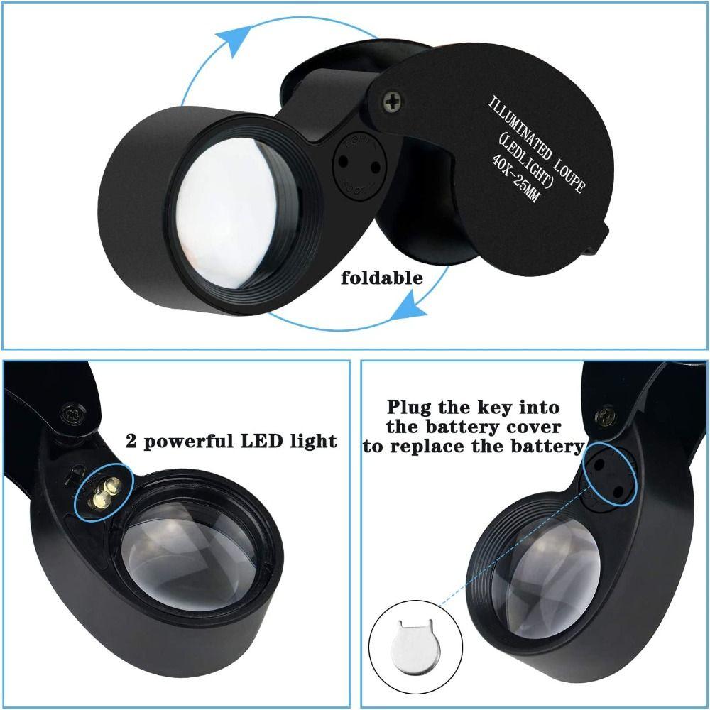 Handheld 40X Lupe Klappbare Lupe Mini-Lesung