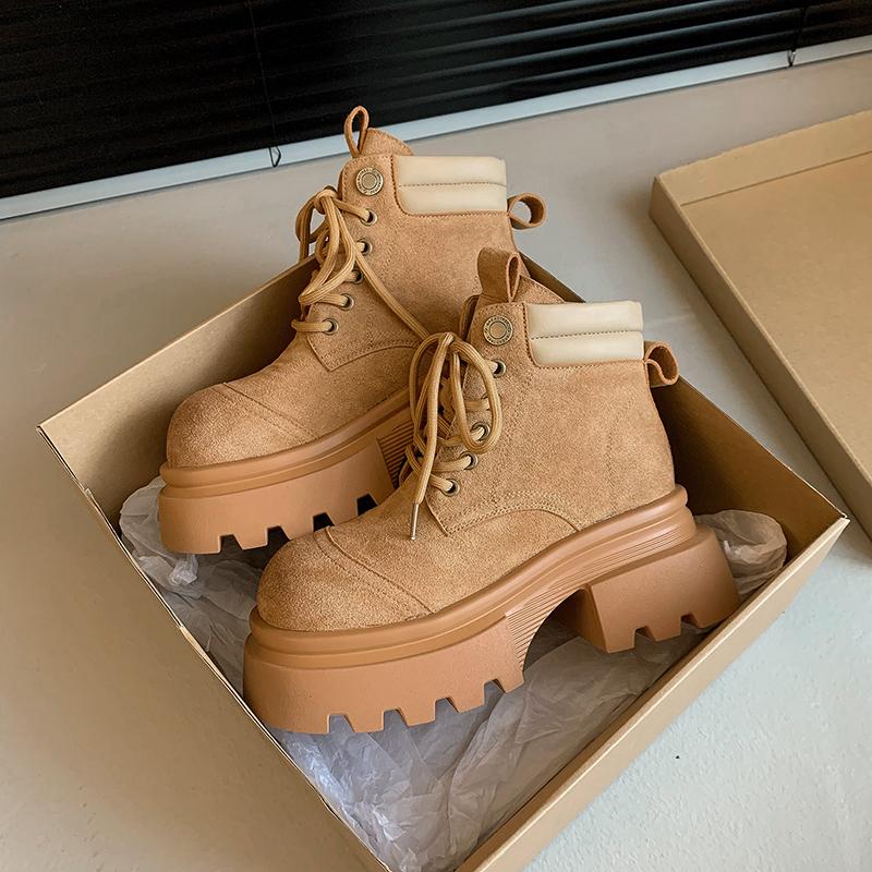 Fashion Fashion New Platform Women's Ankle Boots Fashion Ladies Thick Sole Round Toe Boots Short Boots Winter Motorcycle Boot 2024