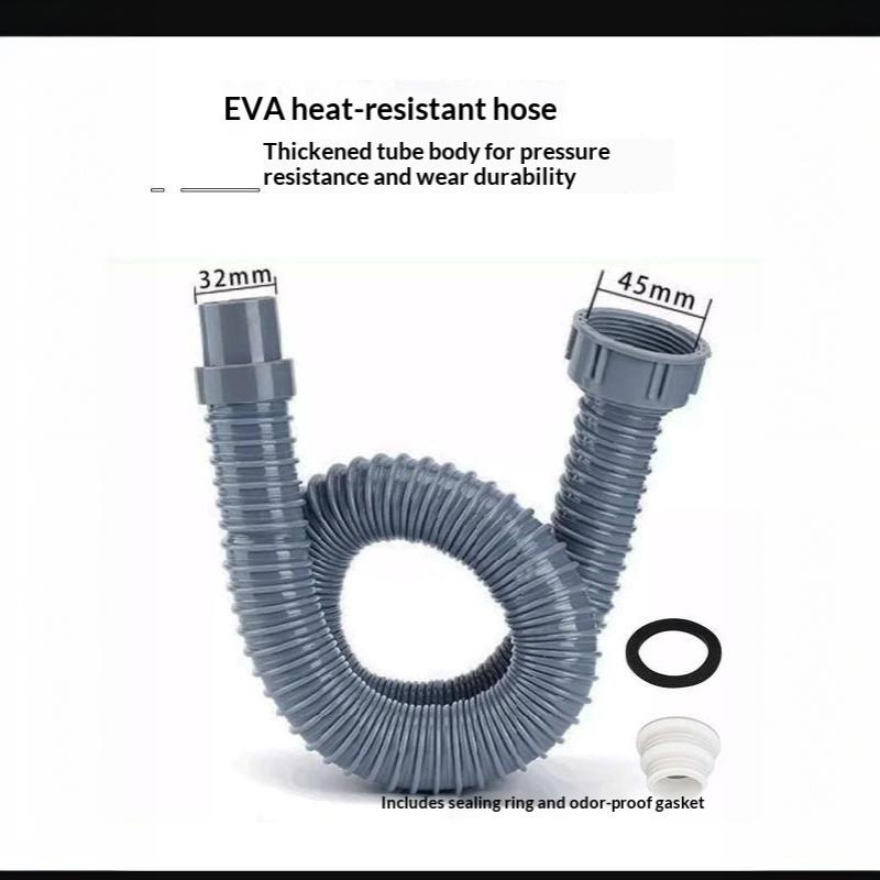 Double Bowl Kitchen Sink Drain Pipe Kit Leak Proof Anti Blocking UV Resistant Long Lifespan for Outdoor Patio Kitchen Sinks