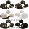 Closed Cap Pirate Team Baseball Cap for Men and Women, Embroidered Flat Brim Cap, Non-Adjustable Hip-Hop Full-Closed Hat