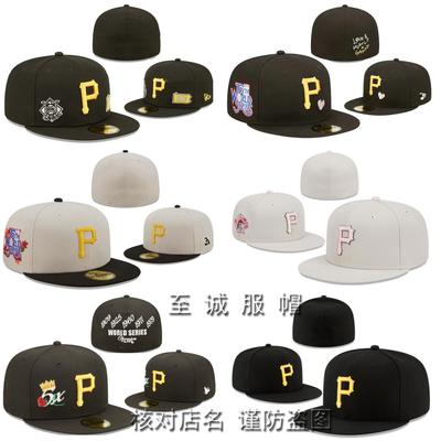 Closed Cap Pirate Team Baseball Cap for Men and Women, Embroidered Flat Brim Cap, Non-Adjustable Hip-Hop Full-Closed Hat