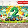 2D flaches Banner Geburtstagsfeier Hintergrundbanner mit den Zahlen 2 und Ballonaufdruck strapazierfähige Polyesterfaser Wanddekoration