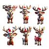 Christmas Deer Pendant Acrylic 2D Flat Reindeer Hanging Ornament Cartoon Santa Hat Reindeer Pendant for Home Xmas Tree Decor