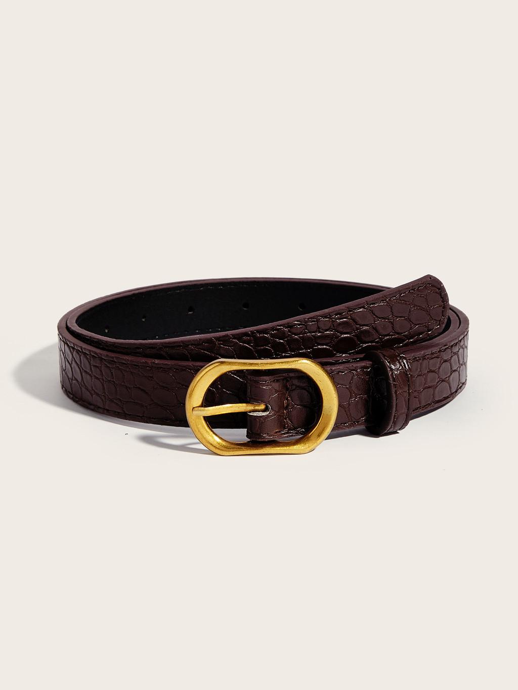 

Fashion Womens Pu Leather Belt With Alloy Buckle For Casual Wear And Denim Styling коричневий