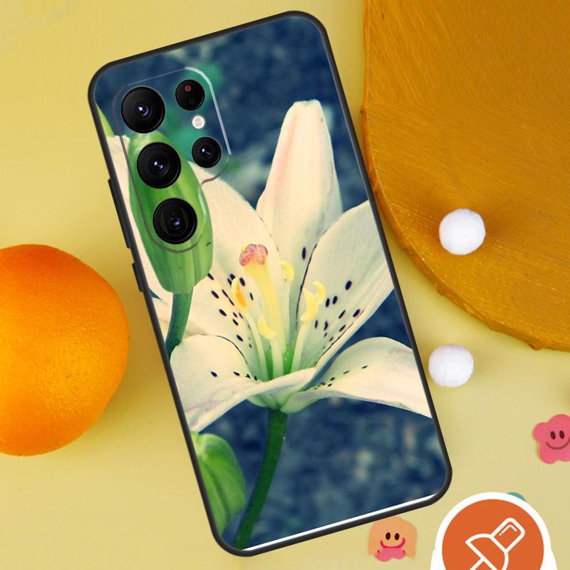 Lily Flowers Case For Samsung Galaxy S25 Ultra S24 S23 S22 S21 Ultra S9 S10 S20 Plus S24 FE Funda Cover