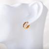 European & American W-Shaped Zirconia Earrings: Gold & Silver Rhinestone Inlaid, Fashionable Hoop Studs for Women.