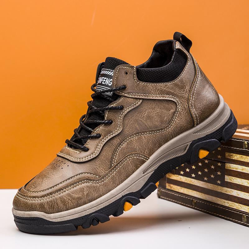 New Mountaineering Men's Shoes 2025 Autumn and Winter PU Shoes Single Cotton Same Casual Shoes Sports Running Shoes Outdoor Shoes