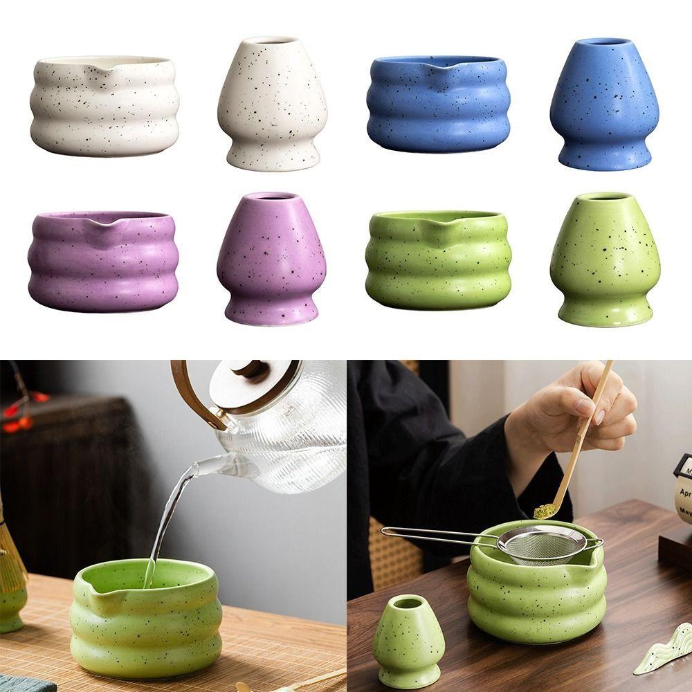 Smooth Matcha Whisk Stand Sand Dot Green Tea Maker Cup Matcha Bowl Set  for Tea Set Accessories