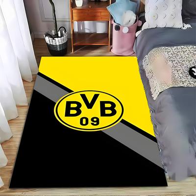"Żółto-czarny dywan z logo BVB 09 i nowoczesnym stylem" Nadaje się do użytku jako antypoślizgowy do salonu, sypialni, sof