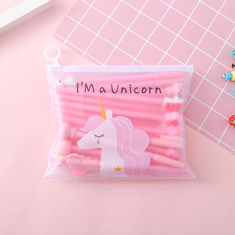 20-Piece Cartoon Gel Pen Set with Pencil Case - Black Ink 0.5mm