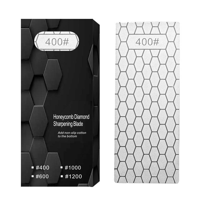 Double-Sided Diamond Kitchen Knife Sharpener Rod with Honeycomb Whetstone Plate