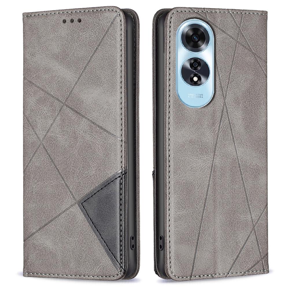 Für Oppo A60 4G Hülle Stoßfestes PU-Leder Rautenmuster Handyhülle mit Kartenfächern