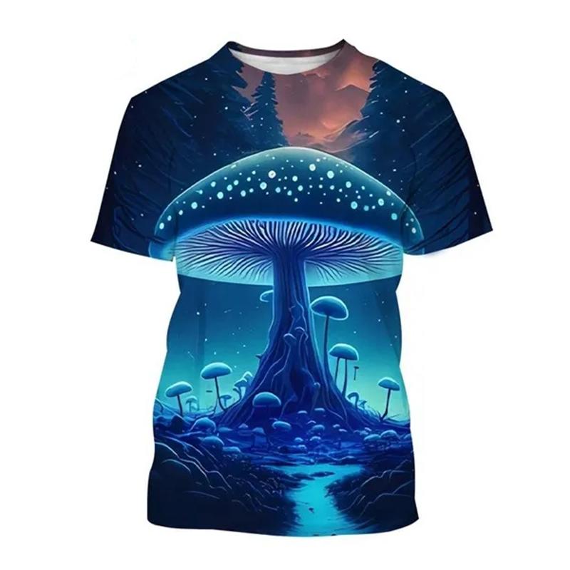 New Summer Art Design Colorful Mushroom Pattern 3D Print T-Shirt Men WomenShort Sleeve Oversized Harajuku Tees Top Kid Clothing