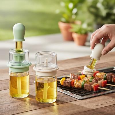 Heat Resistant Oil Dispenser Bottle 2 In 1 Oil Brush Bottle Kitchen Oil Bottle  Barbecue