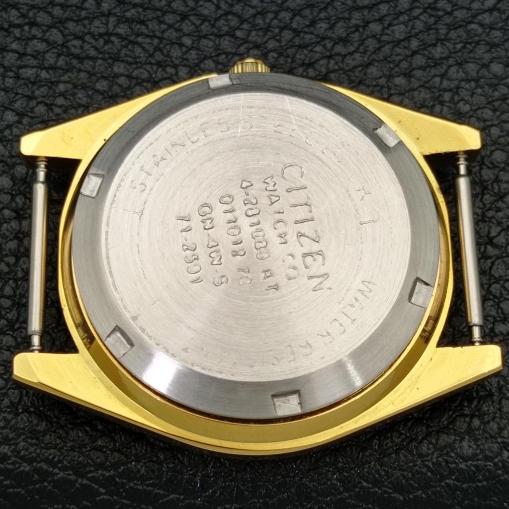 AUTOMATIC VINTAGE REFURBISHED CITIZEN 8200 JAPAN MENS BLACK DIAL WATCH A436311-2 R128-a436311