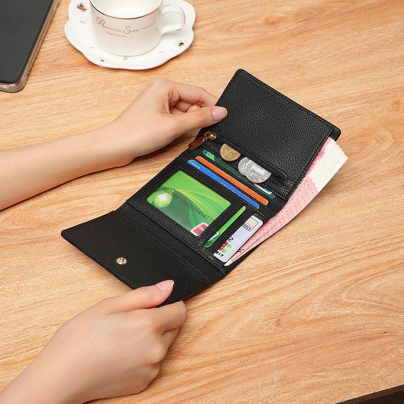 Wallet Women'S Leather Short Change Bag Thin And Versatile Small Card Bag Camellia Clutch Bag