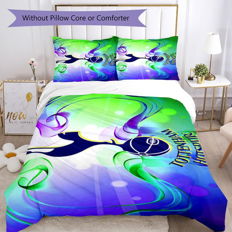 Tottenham Hotspur F.C Design Muster Bettbezug-Set – enthält 1 Bettbezug und 2 passende Kissenbezüge Schlafzimmerdekoration Weihnachtsgeschenke