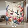 Birdsong and Floral Patterns Flannel Printed Blanket Suitable for All Seasons Suitable for Living Room Office Sofa and Travel