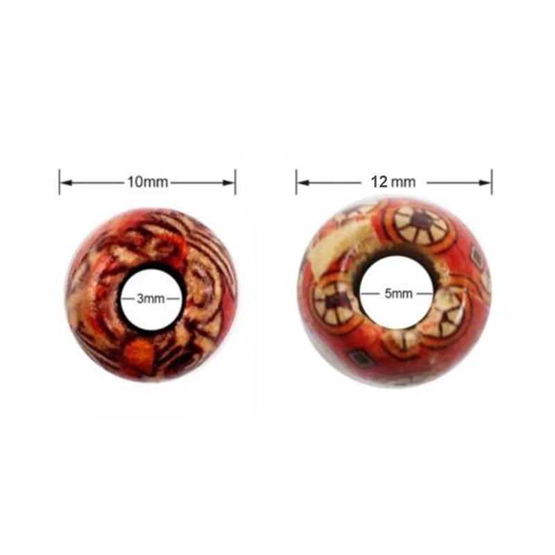 100pcs Mixed Printed Wood Beads Large Hole Bead DIY Jewelry Accessories Make Necklace Bracelet Macrame Craft Project