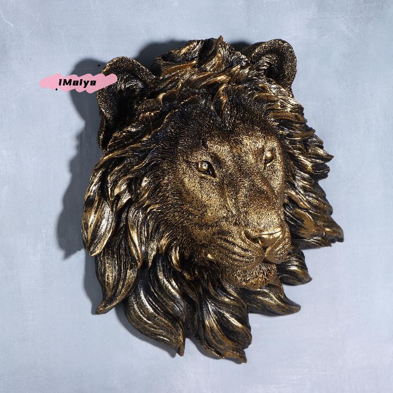 M-Animal Head Wall Statue Resin Lion Head Wall Decor for Vintage Home Living Room Bedroom Decoration Unique Art Sculpture