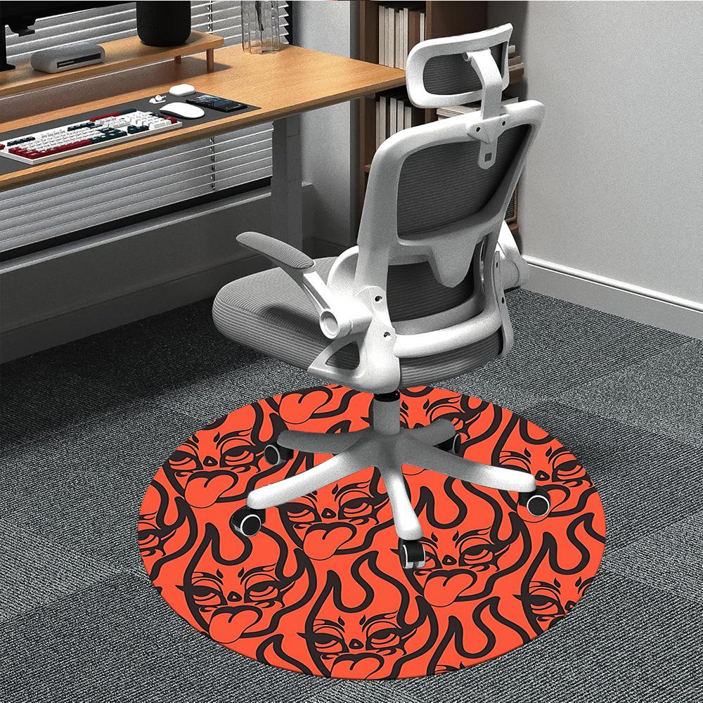 1pc Devil Faces Office Round Area Rug,  Mat Suitable For Office, Under Office Chairs Bedroom Living Room Home Decor, Room Deco