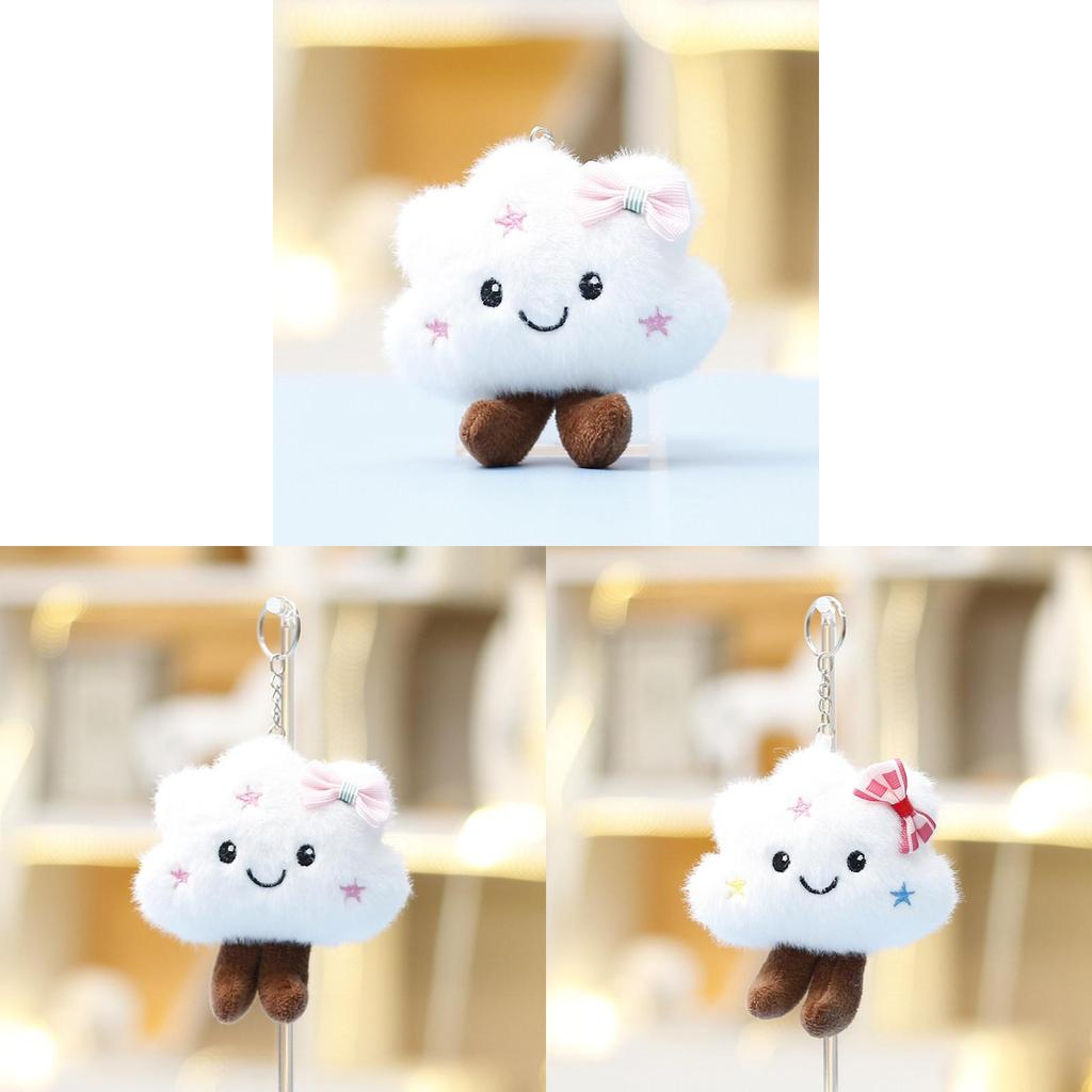 White Cloud Plush Toy With Keyring For Girls Bag Pendant And Gift