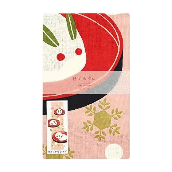 Hamamonyo Tenugui Towel: Cozy Snow Rabbit - Yokohama Traditional Dyeing Technique, Nassen, 100% Cotton, Interior Tapestry