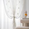 Sheer Embroidered Curtains Voile Window Scrim Light Filtering Not Transparent for Living Room Balcony Decor
