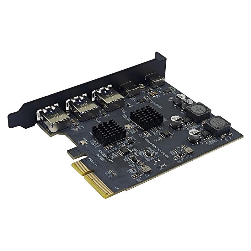 10Gbps USB3.2 PCI-E 4X Expansion Card with Asmedia ASM3142 - 5 Ports, Type-C