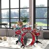 Drum Set for Children +3 Years with Drums, Bass Drum, Cymbal, Pedal and Drumsticks Star Theme Design 65x22x57 cm Red
