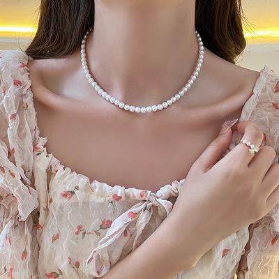 Artificial Pearls  Beads Necklace for Women Vintage Pendant Choker Clavicle Chain Fashion Accessories Jewelry