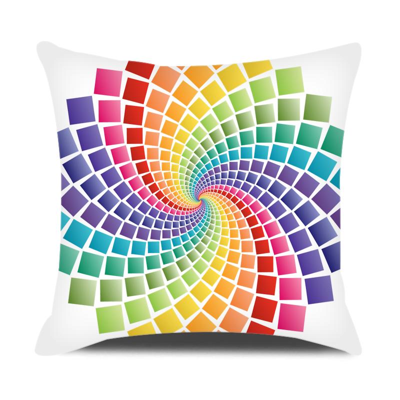 Swirl Geometric Striped Plaid Print Pillowcase Colorful Pillowcase Home Sofa Car Decoration Peach Skin Cushion Cover
