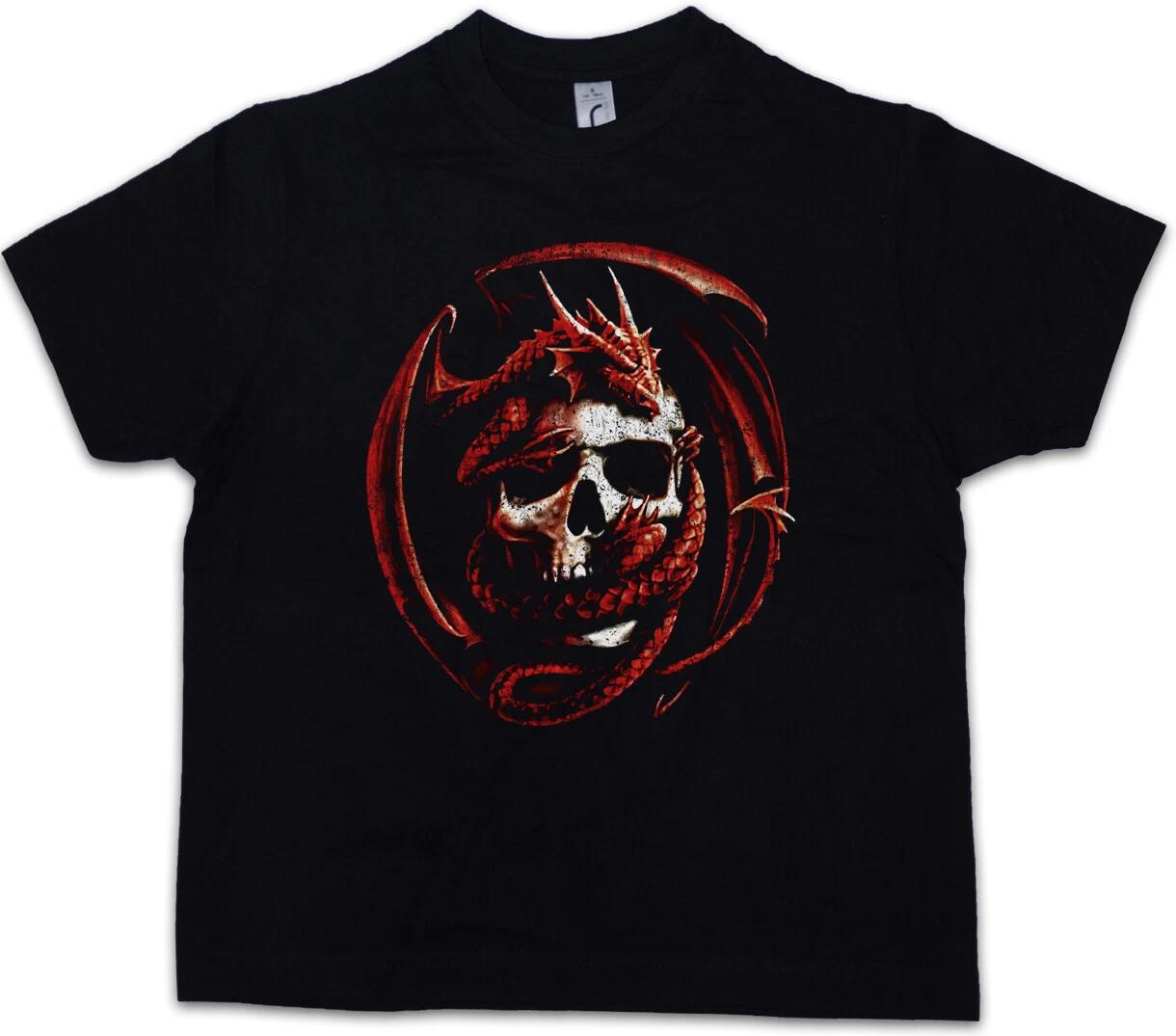 SKULL & DRAGON Kids Boys kids boys T-Shirt Dragons Gothicl Fantasy Dungeons RPG D&D 140