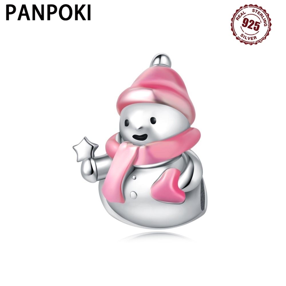 copper Winter Pink Snowman Bead Charms Compatible With Bracelets Decoration Do It Yourself Birthday Party Fine Gifts Jewellery Bracelets Accessory