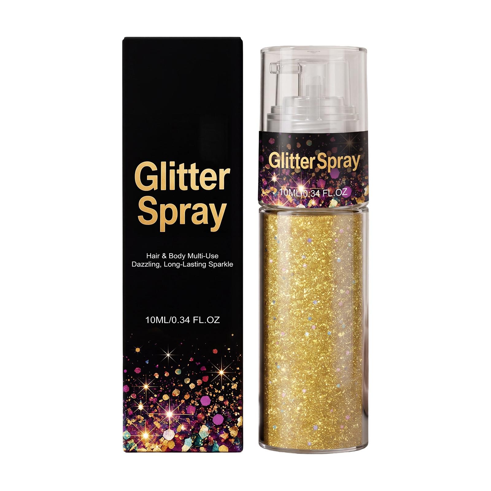 

Glitter Spray Multi-Use for Hair and Body Long-Lasting Sparkle Fine Mist Glitter Makeup 10ML Bottle Easy Application Safe Formula One Size