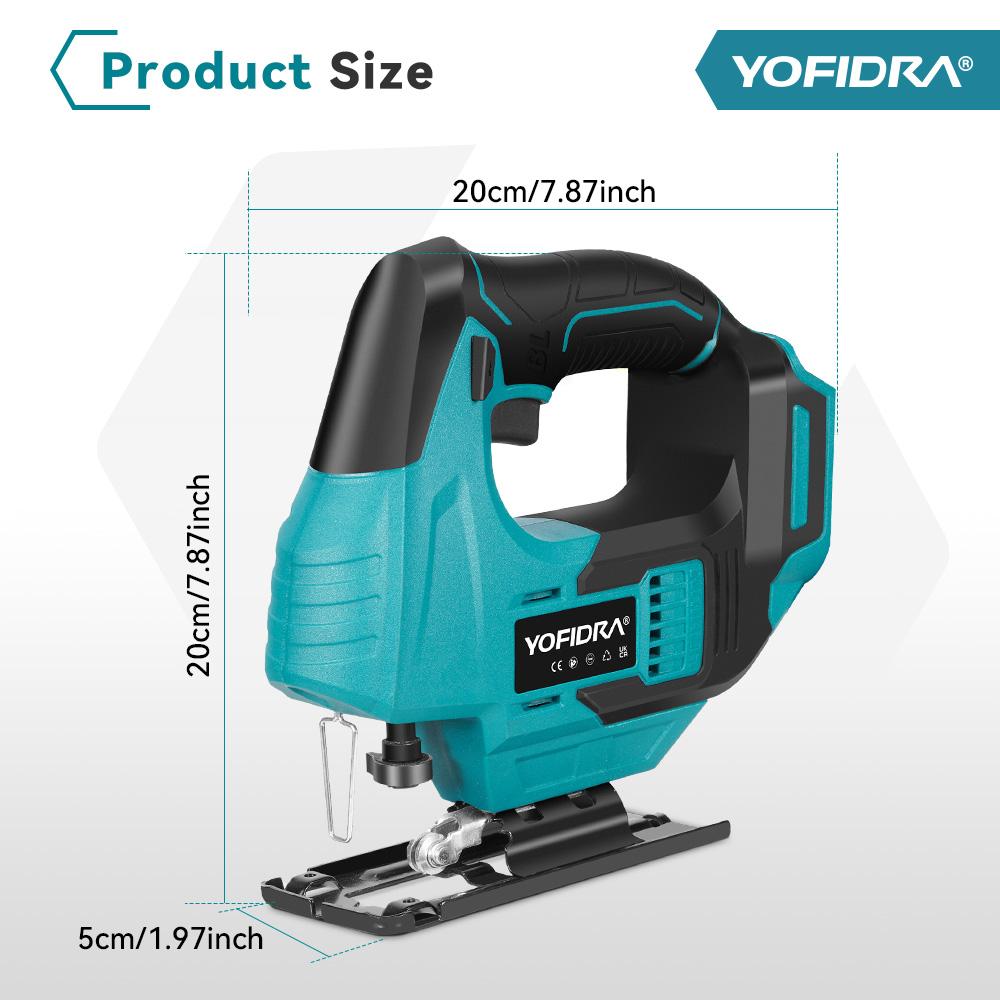 Yofidra Brushless 19mm Electric Jig Saw Infrared Laser Curve Saw Variable Speed MultiFunction Cutter For Makita 18V Battery Pin