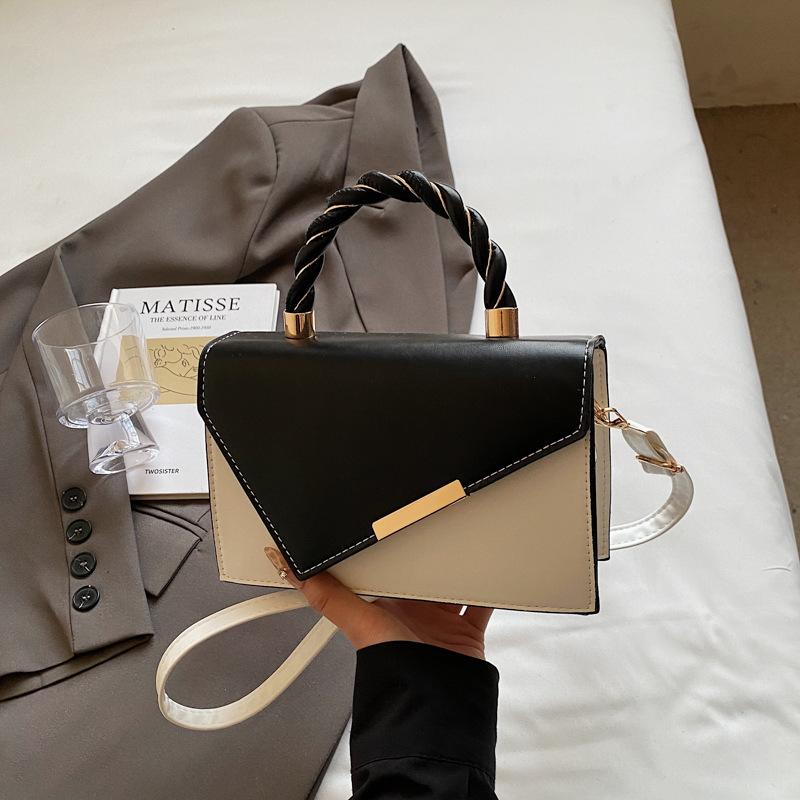 Fashion Texture Color Matching New 2025 Contrasting Color Spring Casual Simple Messenger Metal Portable Small Square Bag Woman