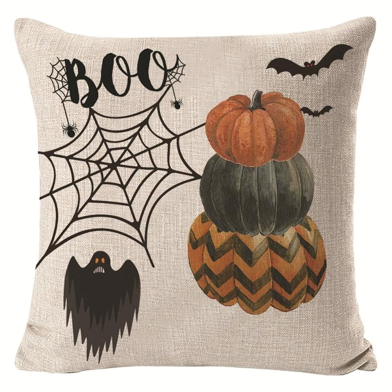 Creative Halloween Decoration Cushion Cover Classic Skull Pumpkin Series Printed Pillowcase Terrifying Bat Pillow Cover